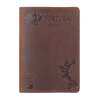 100% Pravé Kůže Portugalsko Cestovní Pas Kryt Pro Portugalského Držitele Kreditní Karty, Cestovní Pas Případě, Unisex Cestovní Peněženka